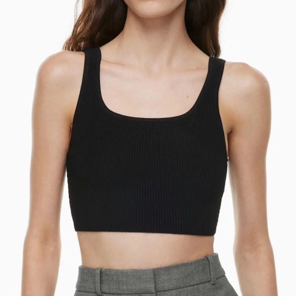 Aritzia Black Ribbed Square Neck
